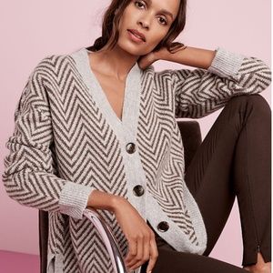 NWT Ann Taylor Herringbone Boyfriend Cardigan